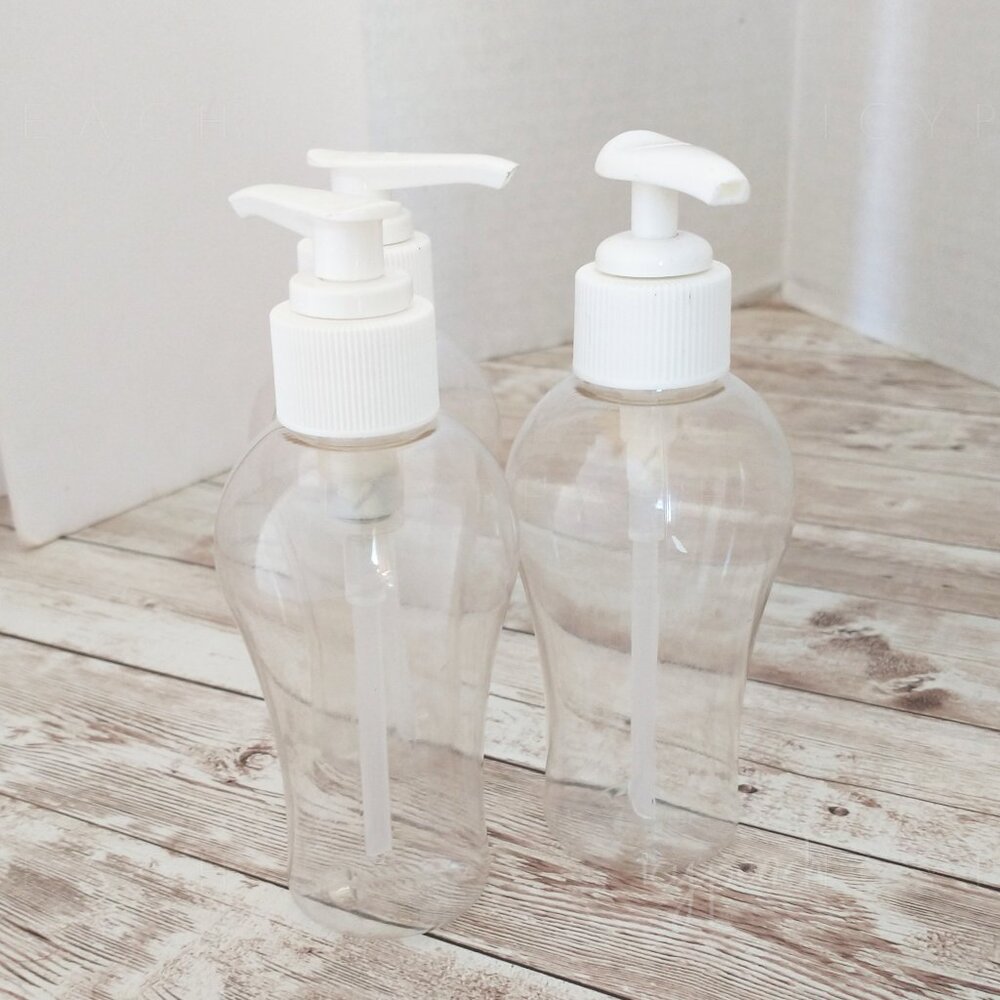 4oz Pump Dispensers 3 Pack Clear Plastic Bottles, White Cap/Pump, Lotion Soap